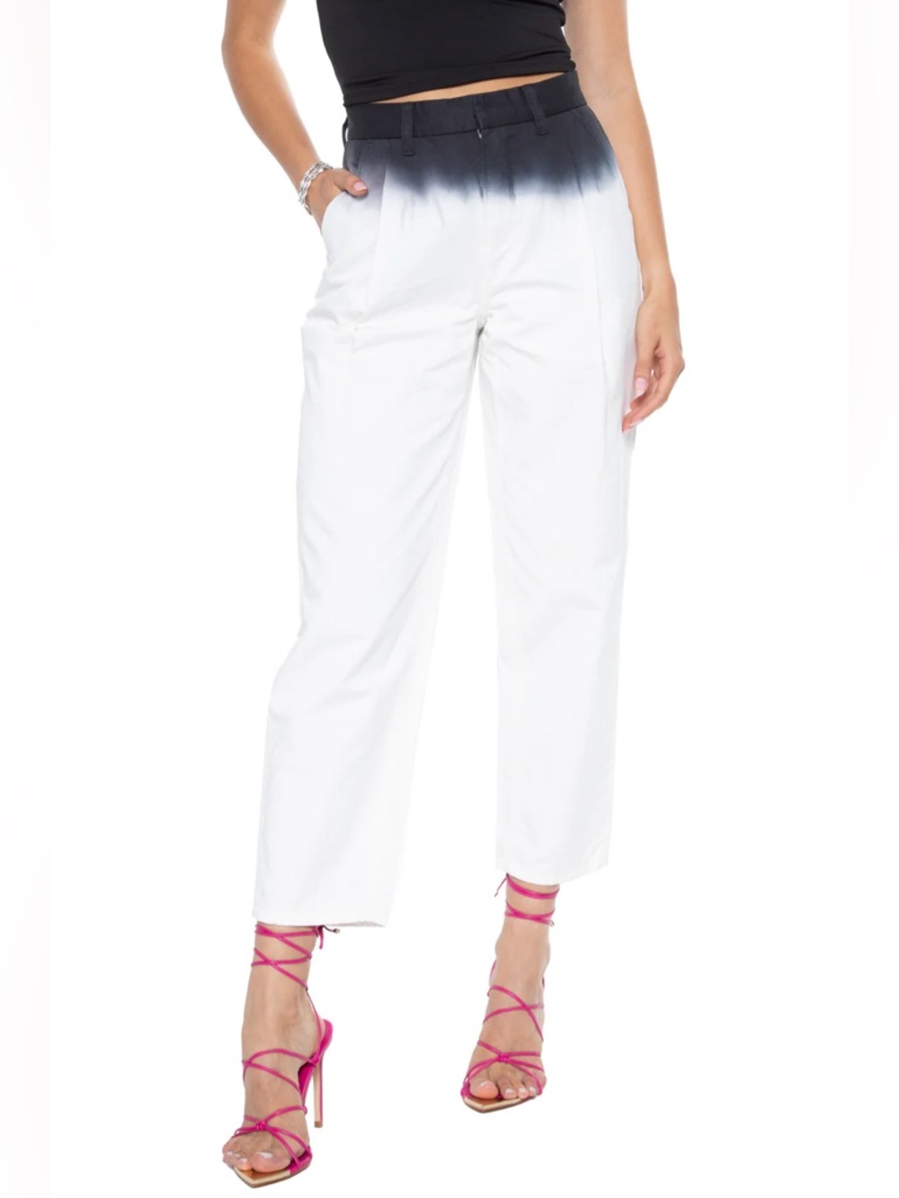 Blue Revival dip dye High-Waist Trousers - White to Black women’s size 27